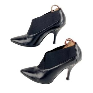 Donald Pliner Leather Ankle High Boots Women's 7 M Heels Booties Spain Stiletto